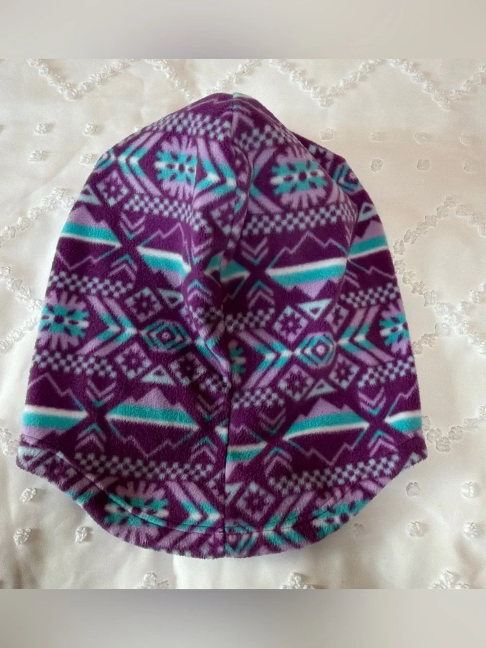 Columbia CSC Fleece Balaclava Hood Purple/Teal L/XL Aztec Geometric Ski Snow